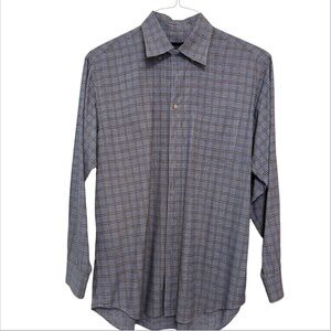 Scott Barber - Men’s Button-Down Blue Plaid Long Sleeve shirt Size Large